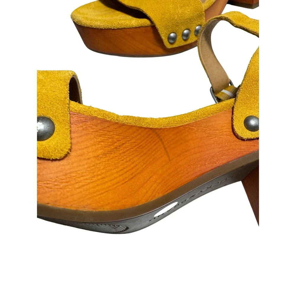 Lucky Brand Trisa Women's Suede Platform Sandals Mustard Yellow Boho Studded